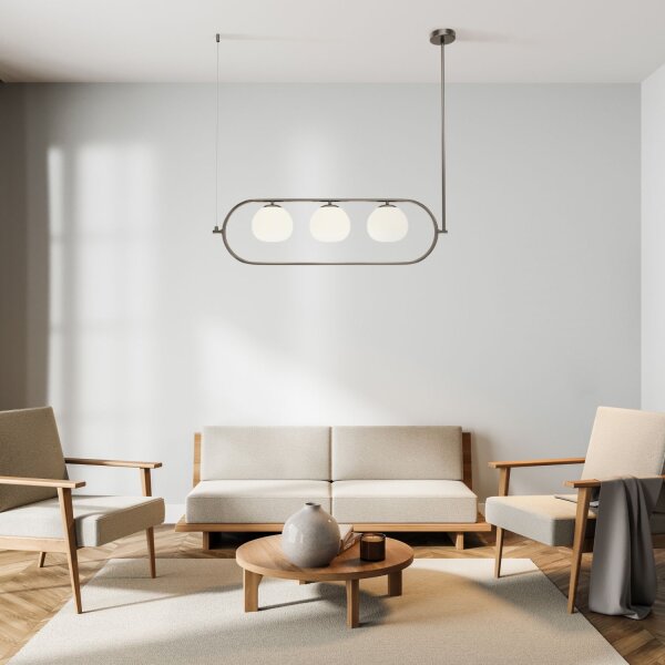 Pendelleuchte Metall Glas E14 H: max. 137 cm 3-flammig