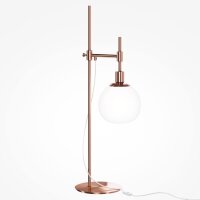 Tischlampe Metall Glas 65 cm hoch in Messing Weiß E14
