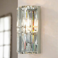 Wandlampe Metall Glas 25 cm hoch Chrom E14 länglich