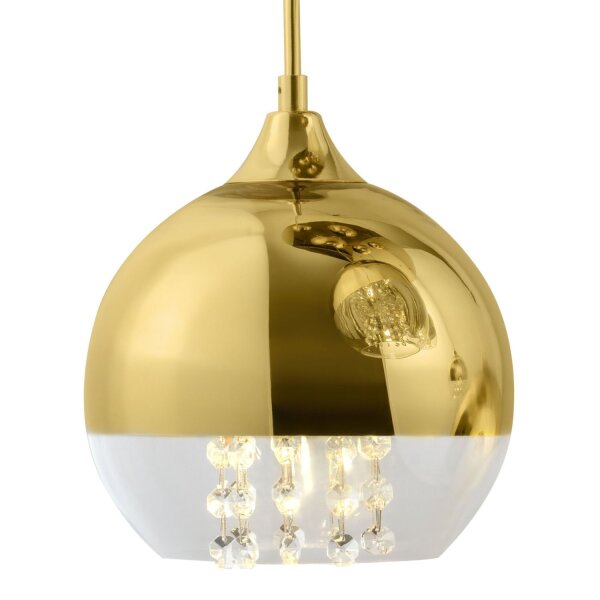 Pendelleuchte Metall Glas H: max. 95 cm in Gold E27 JOY
