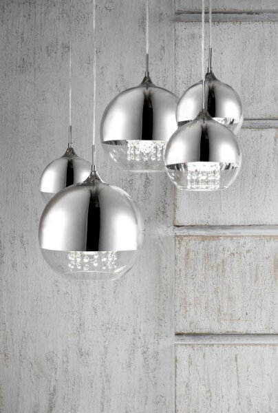 Suspension métal verre H : max. 95 cm Nickel E27 JOY