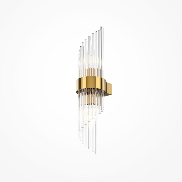 Wandlampe Metall Glas E14 H: 46,2 cm in Gold 2-flammig