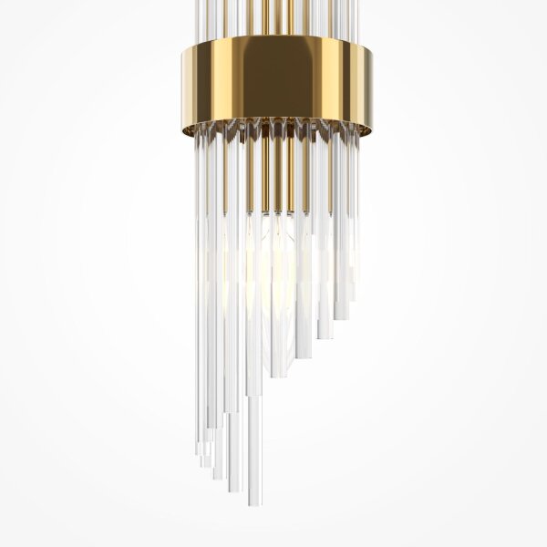 Wandlampe Metall Glas E14 H: 46,2 cm in Gold 2-flammig