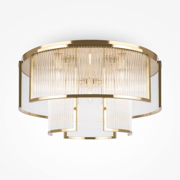 Deckenlampe Metall Glas Ø 65 cm in Gold E14 rund KLARA