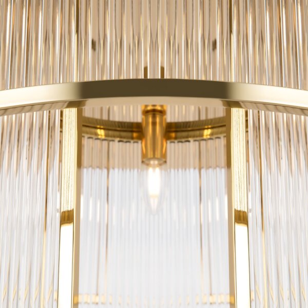 Deckenlampe Metall Glas Ø 65 cm in Gold E14 rund KLARA