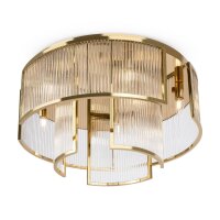 Deckenlampe Metall Glas Ø 65 cm in Gold E14 rund...