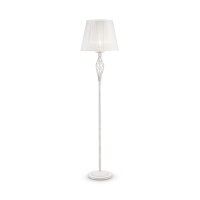 Lampadaire métal tissu 165 cm en shabby blanc or...