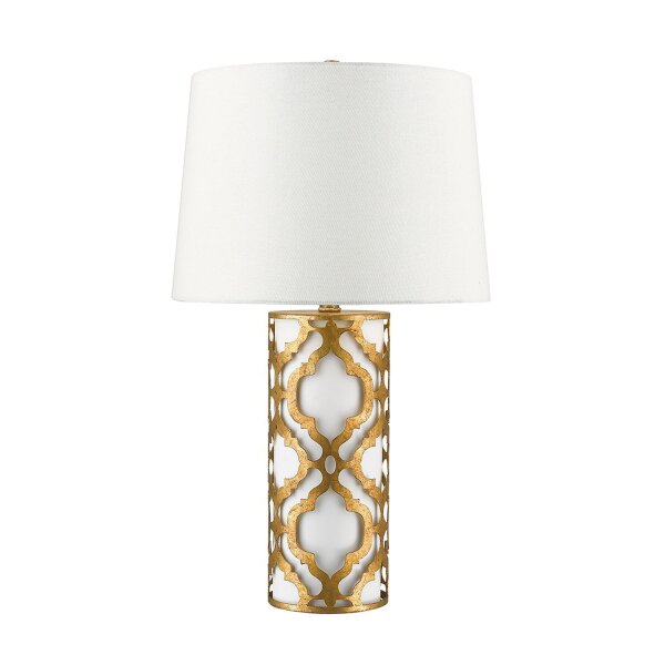 Lampe de table design blanc feuille dor antique 69cm de haut