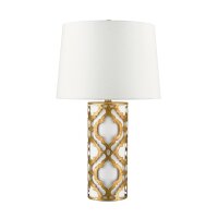 Lampe de table design blanc feuille dor antique 69cm de haut
