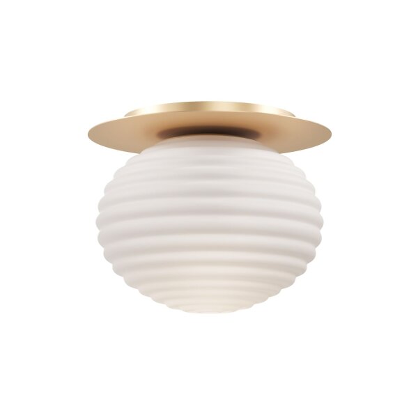Deckenlampe Metall Glas E27 D: 35 cm rund in Gold Weiß