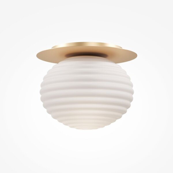 Deckenlampe Metall Glas E27 D: 35 cm rund in Gold Weiß