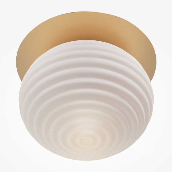 Deckenlampe Metall Glas E27 D: 35 cm rund in Gold Weiß