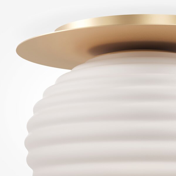 Deckenlampe Metall Glas E27 D: 35 cm rund in Gold Weiß