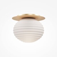 Deckenlampe Metall Glas E27 D: 35 cm rund in Gold Weiß