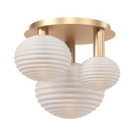 Deckenleuchte Metall Glas B: 53,5 cm in Gold Weiß E14