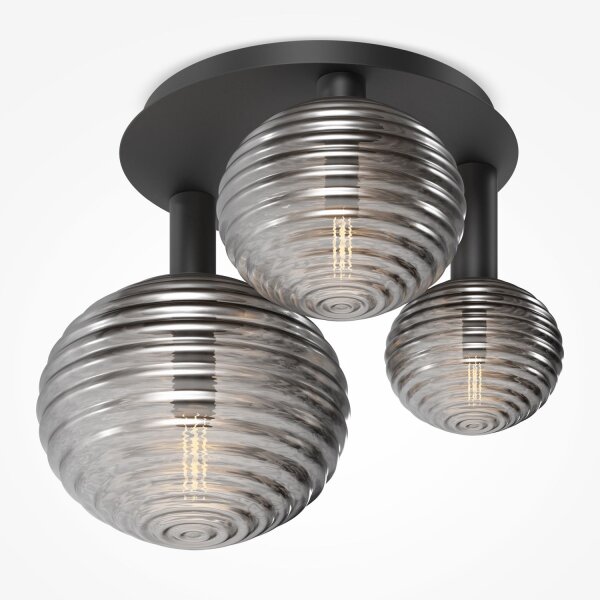 Deckenleuchte Metall Rauchglas B: 53,5 cm E14 3-flammig