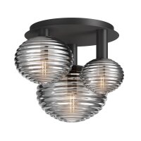 Deckenleuchte Metall Rauchglas B: 53,5 cm E14 3-flammig