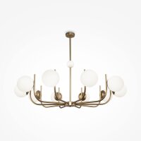 Lustre métal verre L : 116 cm en laiton blanc E14