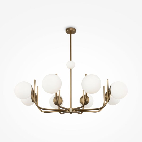 Lustre métal verre 103 cm de large en laiton blanc