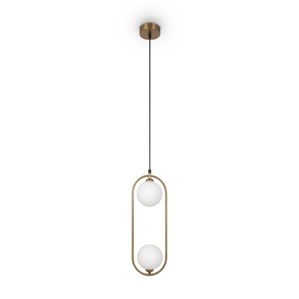 Hängelampe Metall Glas H: max. 204 cm in Messing Weiß