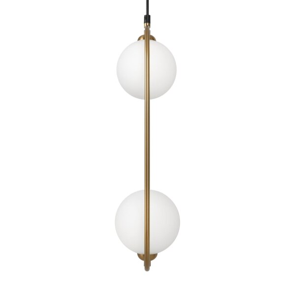 Hängelampe Metall Glas H: max. 204 cm in Messing Weiß
