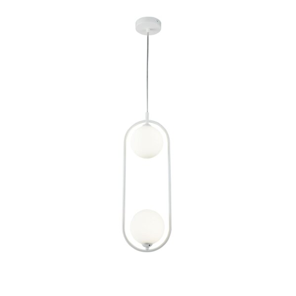 Pendelleuchte Metall Glas G9 H: max. 204 cm Weiß Modern