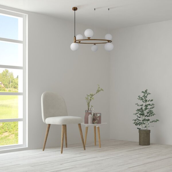 Pendelleuchte Metall Glas G9 58 cm breit H: max. 178 cm