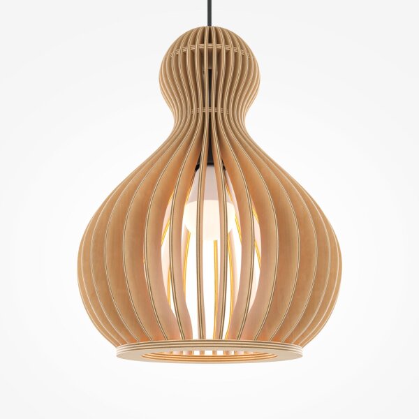 Lampe à suspendre métal bois Ø 30 cm rond H : max. 342,5 cm