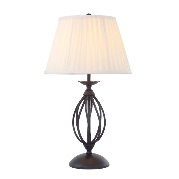 Lampe de table avec abat-jour en tissu Noir Crème Rustique