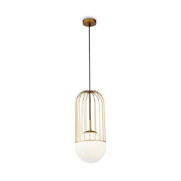 Pendelleuchte Metall Glas Ø 20 cm H: max. 176 cm E27