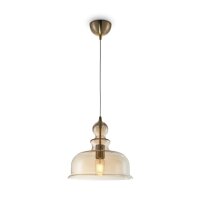 Suspension métal verre fumé E27 D : 29,7 cm...