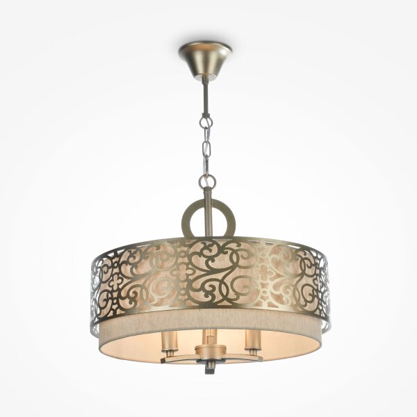Lampe à suspendre tissu métal E14 ronde D : 46,4 cm 3-flamme