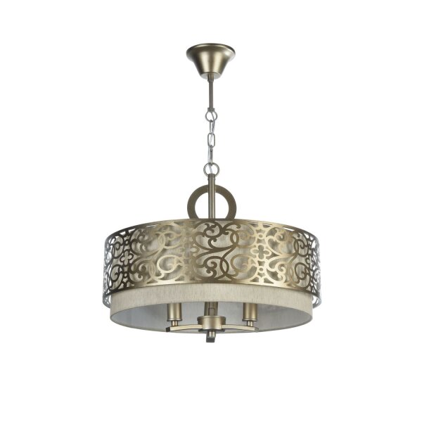 Lampe à suspendre tissu métal E14 ronde D : 46,4 cm 3-flamme