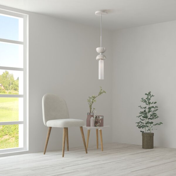 Hängelampe Metall Glas G9 D: 10 cm rund Modern MARIA