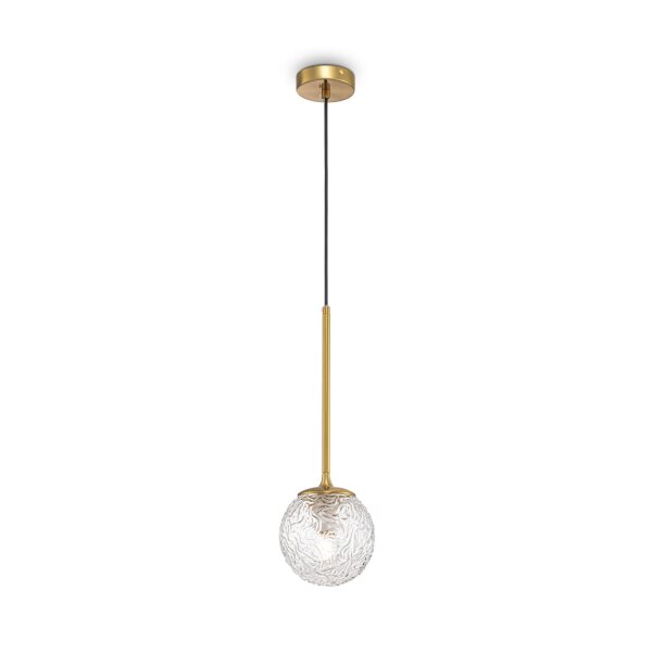 Hängelampe Glas Metall E27 Ø 15 cm rund H: max. 150 cm