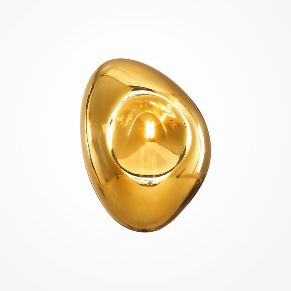 Wandleuchte Metall Glas E14 H: 27,5 cm in Gold glänzend