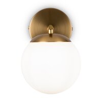 Wandlampe Metall Glas 20 cm hoch in Messing Weiß E27