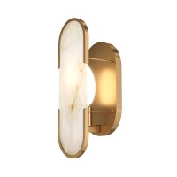 Wandleuchte Metall E14 H: 30,5 cm in Gold Wei&szlig; (Stein)