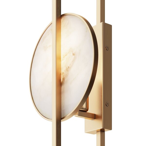 Wandleuchte Metall 48 cm hoch in Gold Weiß (Stein) E14