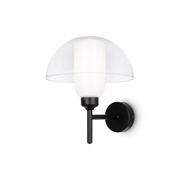 Wandlampe Metall Glas 24,4 cm hoch Schwarz Weiß E14