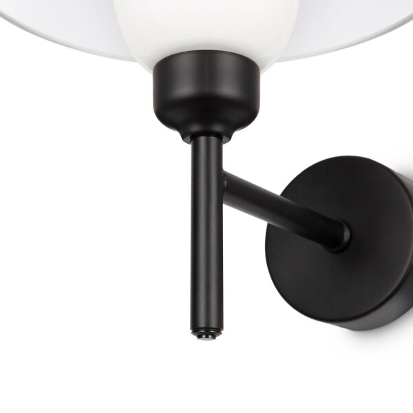 Wandlampe Metall Glas 24,4 cm hoch Schwarz Weiß E14