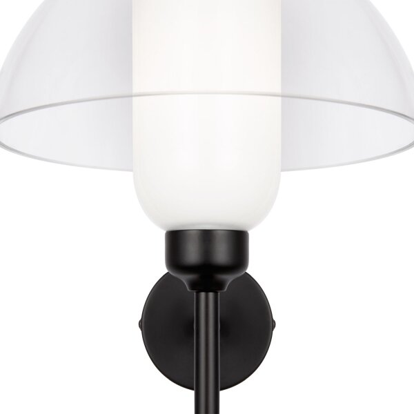 Wandlampe Metall Glas 24,4 cm hoch Schwarz Weiß E14