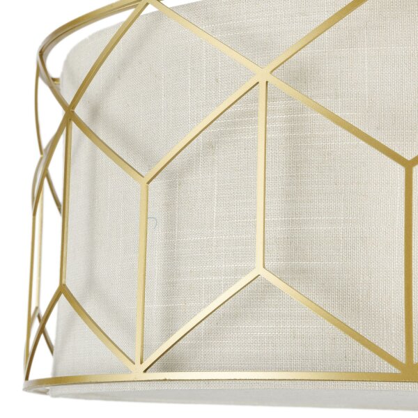 Deckenlampe Stoff Metall E27 D: 43 cm in Gold Natur