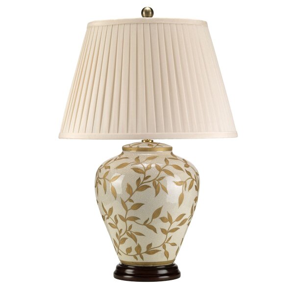 Tischlampe Stoff in Braun Gold 66cm Nachttisch