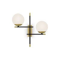 Wandlampe Metall Glas E14 44 cm breit 2-flammig Modern