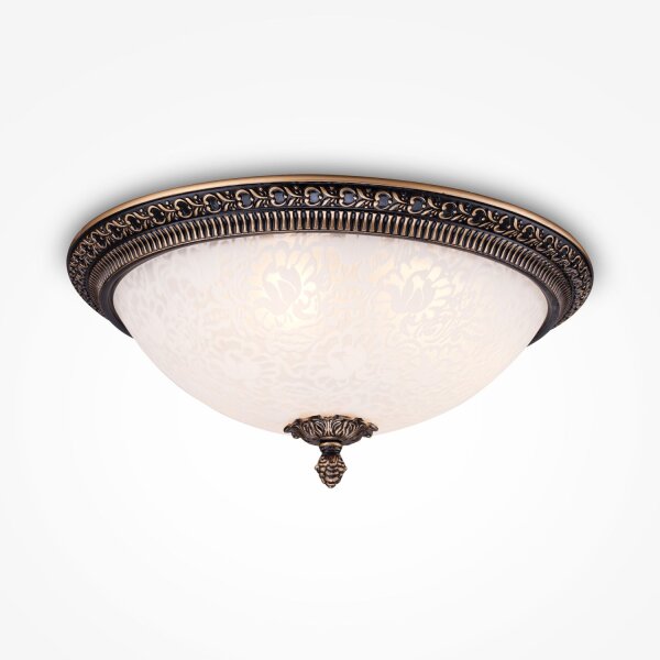 Deckenleuchte Metall Glas rund D: 37 cm E27 3-flammig