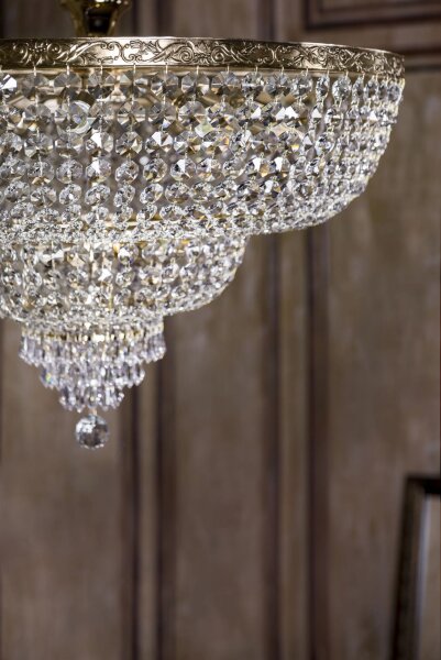 Deckenleuchte Metall rund D: 80 cm in Gold antik E27