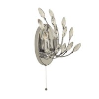 Wandleuchte mit Schalter Kristall H: 24 cm Chrom Klar 2x G9