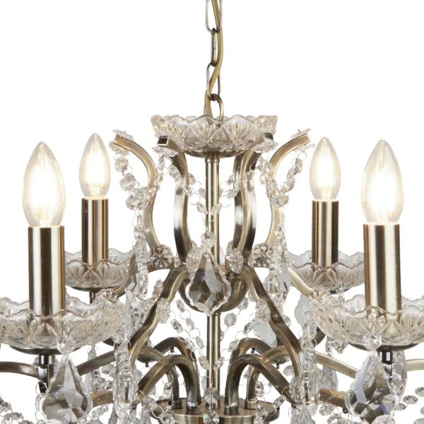Lustre cristal Ø 70 cm laiton antique 6 flammes E14