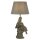 Tischlampe Grau Silber H: 51 cm Resin Stoff Papageien E27